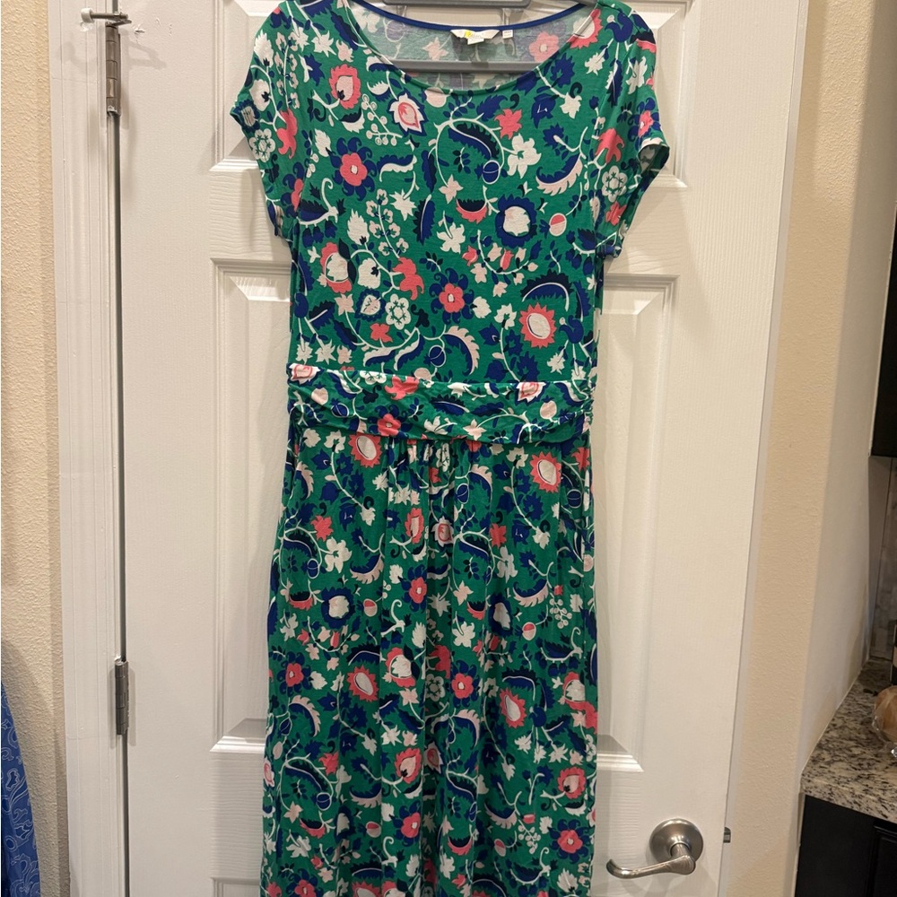 Boden Green Floral Midi Dress